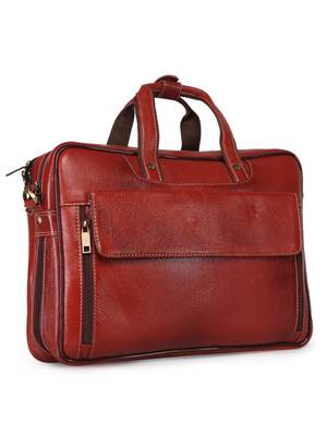 GENWAYNE Brown Leather 15.5 inches men   s formal office laptop messenger bag 2