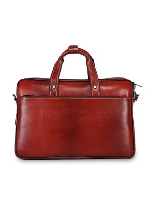 GENWAYNE Brown Leather 15.5 inches men   s formal office laptop messenger bag 3