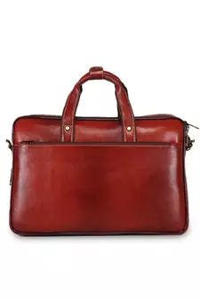 GENWAYNE Brown Leather 15.5 inches men   s formal office laptop messenger bag
