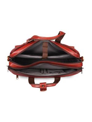 GENWAYNE Brown Leather 15.5 inches men   s formal office laptop messenger bag 4