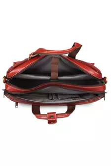 GENWAYNE Brown Leather 15.5 inches men   s formal office laptop messenger bag