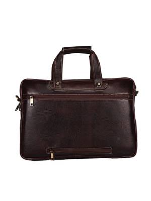 GENWAYNE  Brown Leather 15 inches men   s formal office laptop Messenger bag 3