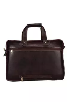 GENWAYNE  Brown Leather 15 inches men   s formal office laptop Messenger bag