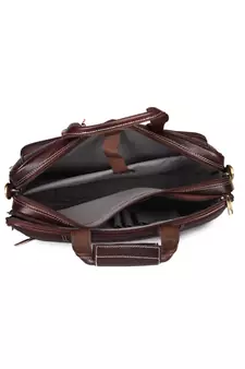 GENWAYNE  Brown Leather 15 inches men   s formal office laptop Messenger bag