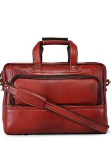GENWAYNE  Brown Leather 15 inches men’s formal office laptop Messenger bag