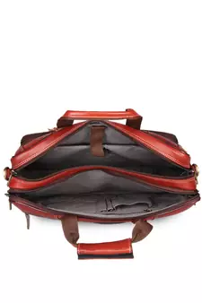 GENWAYNE  Brown Leather 15 inches men   s formal office laptop Messenger bag