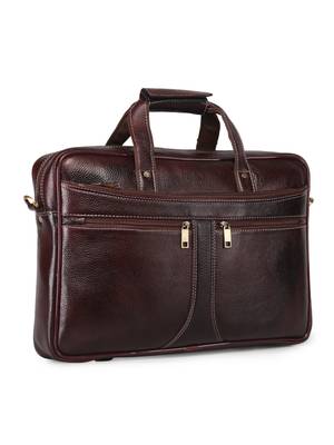 GENWAYNE Brown Leather 16 inches men   s formal office laptop messenger bag 2