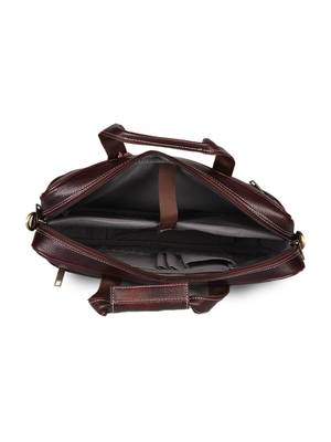 GENWAYNE Brown Leather 16 inches men   s formal office laptop messenger bag 4