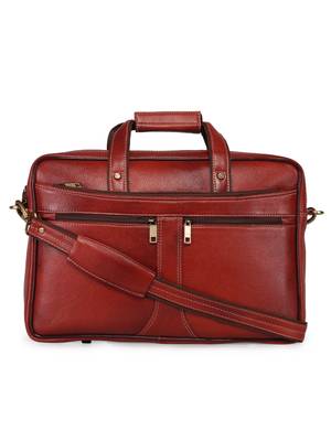 GENWAYNE Brown Leather 16 inches men   s formal office laptop messenger bag 1