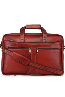 GENWAYNE Brown Leather 16 inches men’s formal office laptop messenger bag