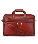 GENWAYNE Brown Leather 16 inches men   s formal office laptop messenger bag