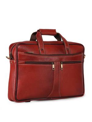 GENWAYNE Brown Leather 16 inches men   s formal office laptop messenger bag 2