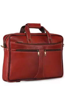 GENWAYNE Brown Leather 16 inches men   s formal office laptop messenger bag