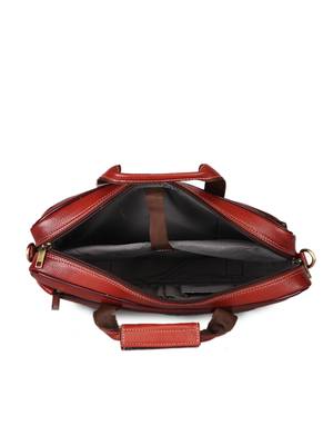 GENWAYNE Brown Leather 16 inches men   s formal office laptop messenger bag 4