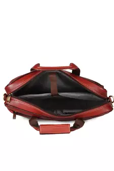 GENWAYNE Brown Leather 16 inches men   s formal office laptop messenger bag