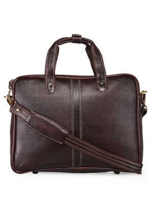 GENWAYNE Brown Leather 14.5 inches men   s formal office laptop Messenger bag 1