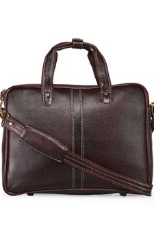 GENWAYNE Brown Leather 14.5 inches men’s formal office laptop Messenger bag