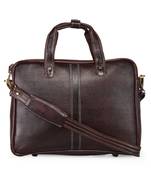 GENWAYNE Brown Leather 14.5 inches men   s formal office laptop Messenger bag