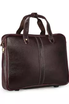 GENWAYNE Brown Leather 14.5 inches men   s formal office laptop Messenger bag