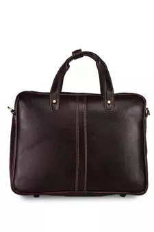 GENWAYNE Brown Leather 14.5 inches men   s formal office laptop Messenger bag