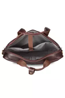 GENWAYNE Brown Leather 14.5 inches men   s formal office laptop Messenger bag