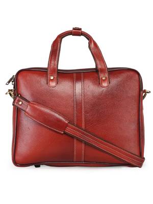 GENWAYNE Brown Leather 14.5 inches men   s formal office laptop Messenger bag 1