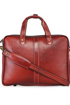 GENWAYNE Brown Leather 14.5 inches men’s formal office laptop Messenger bag