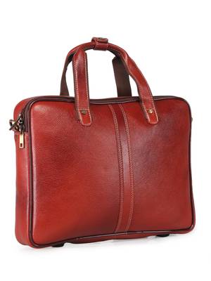 GENWAYNE Brown Leather 14.5 inches men   s formal office laptop Messenger bag 2