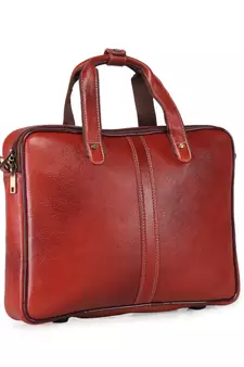 GENWAYNE Brown Leather 14.5 inches men   s formal office laptop Messenger bag