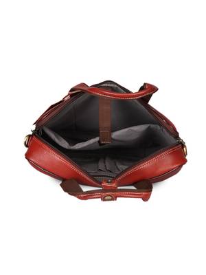 GENWAYNE Brown Leather 14.5 inches men   s formal office laptop Messenger bag 4
