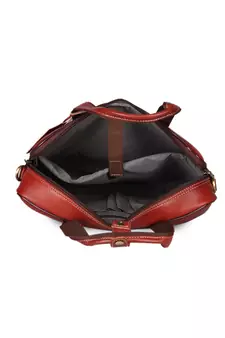 GENWAYNE Brown Leather 14.5 inches men   s formal office laptop Messenger bag