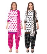 Salwar Studio Women's Pack of 2 Synthetic Printed Unstitched Dress Material Combo