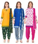 Salwar Studio Women's Pack of 3 Synthetic Printed Unstitched Dress Material Combo