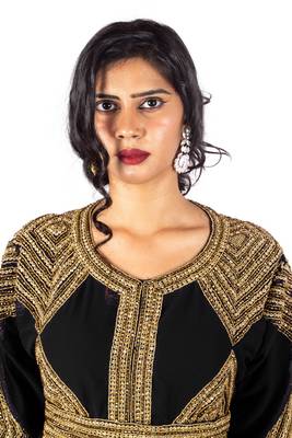 Black Diamond Design Moroccan Kaftan with Sun-proof hijab 1