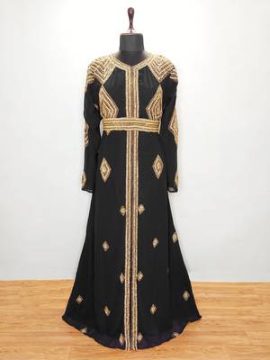Black Diamond Design Moroccan Kaftan with Sun-proof hijab 2
