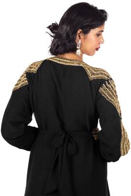 Black Diamond Design Moroccan Kaftan with Sun-proof hijab 4