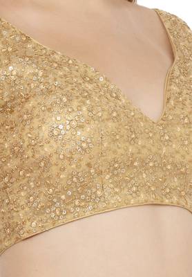 Salwar Studio Women's Gold Net Readymade Saree Blouse 4
