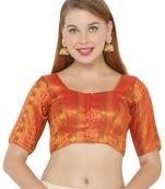 Salwar Studio Women's Red Jacquard Readymade Saree Blouse