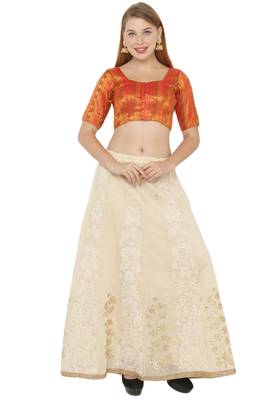 Salwar Studio Women's Red Jacquard Readymade Saree Blouse 5