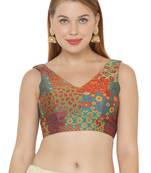 Salwar Studio Women's Rama Green Jacquard Readymade Saree Blouse