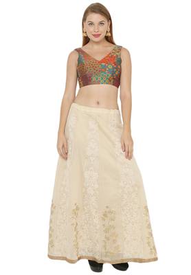 Salwar Studio Women's Rama Green Jacquard Readymade Saree Blouse 5
