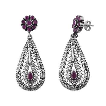 Ornate Silver Earrings-ERMX025 2