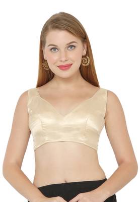 Salwar Studio Women's Gold Art Silk Readymade Saree Blouse 1