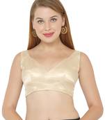 Salwar Studio Women's Gold Art Silk Readymade Saree Blouse