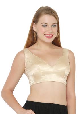 Salwar Studio Women's Gold Art Silk Readymade Saree Blouse 3