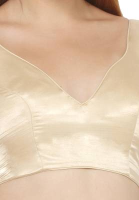 Salwar Studio Women's Gold Art Silk Readymade Saree Blouse 4