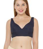 Salwar Studio Women's Navy Blue Art Silk Readymade Saree Blouse