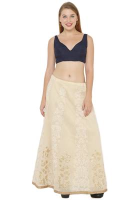 Salwar Studio Women's Navy Blue Art Silk Readymade Saree Blouse 5