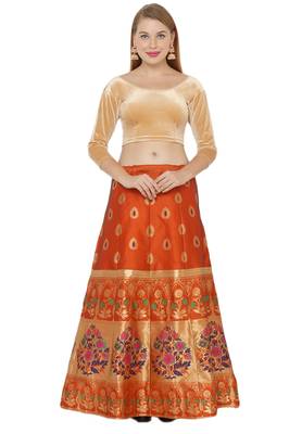 Salwar Studio Women's Gold Velvet Stretchable Readymade Saree Blouse 5