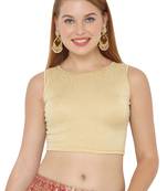 Salwar Studio Women's Gold Lycra Blend Stretchable Readymade Saree Blouse